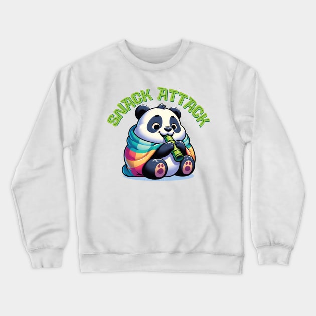 Snack Attack - Cozy Cute Funny Panda Crewneck Sweatshirt by Iron Ox Graphics